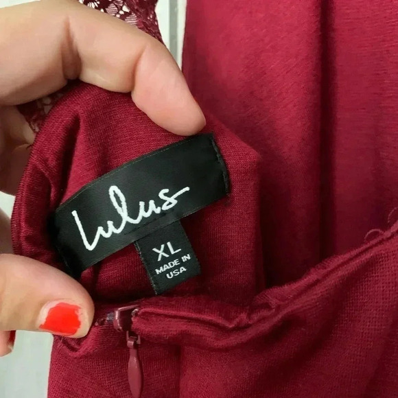 Lulus Hometown Girl Red Wine Lace Skater Mini Dress Halter Open Back | size XL - Picture 9 of 11